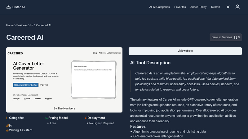 Careered AI - What is it? How does it work? - ListedAI