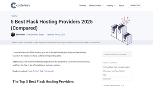 5 Best Flask Hosting Providers 2025 (Compared) - Codeless - free python web hosting