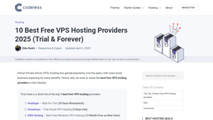10 Best Free VPS Hosting Providers 2025 (Trial & Forever) - Codeless - free vps hosting no credit card