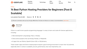 14 Best Python Hosting Providers for Beginners [Fast & Scalable] - free python web hosting