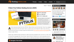 9 Best: Free Python Hosting Servers (2025) - HostingAdvice.com - free python web hosting