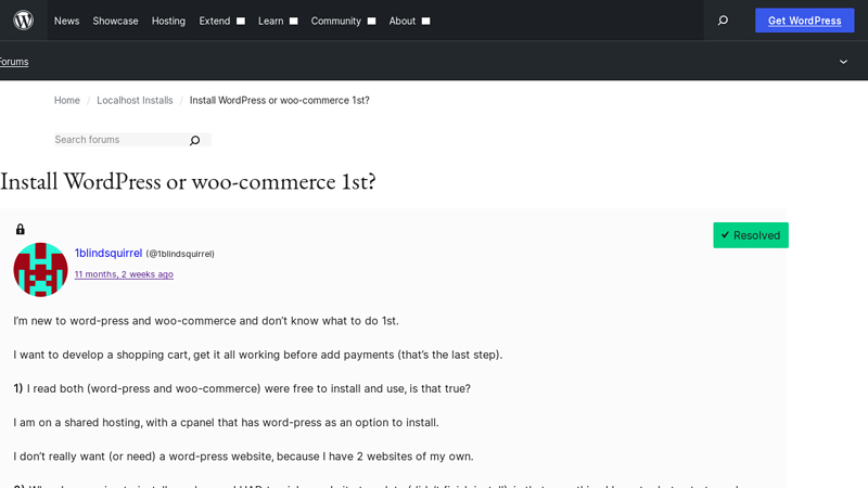 Install WordPress or woo-commerce 1st?