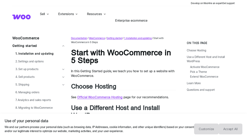 Start with WooCommerce in 5 Steps Documentation