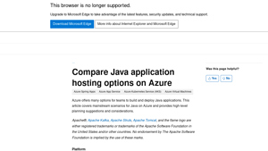 Compare Java application hosting options on Azure - java hosting services