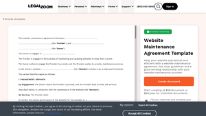 Website Maintenance Agreement Template | LegalZoom - hosting and maintenance services