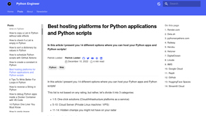 Best hosting platforms for Python applications and Python scripts - free python web hosting