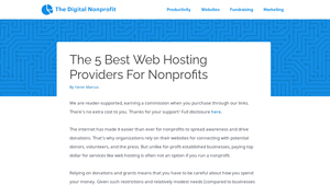 The 5 Best Web Hosting Providers for Nonprofits - web hosting services for nonprofits