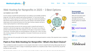 Web Hosting for Nonprofits in 2025 | 3 Best Options - WebHostingBuddy.com - web hosting services for nonprofits